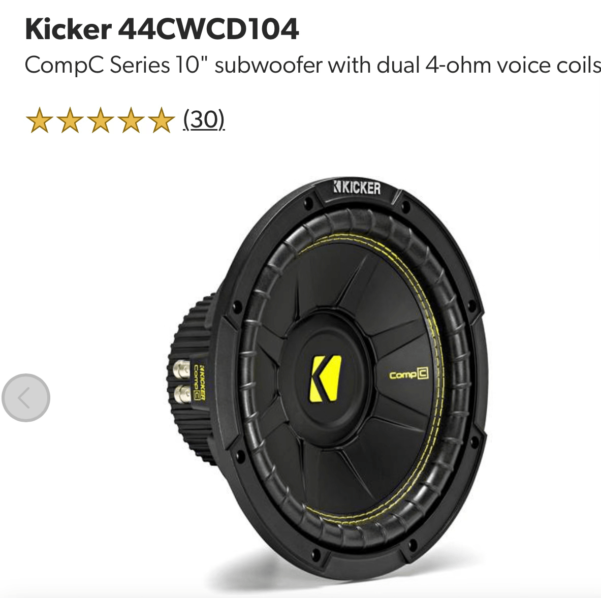 Kicker 44CWCD104 10 inch CompC subwoofer