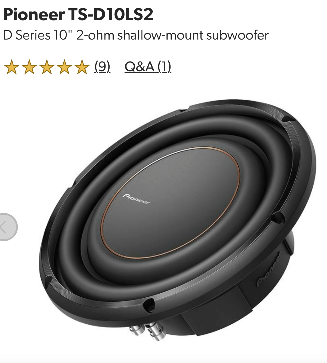 Pioneer TS-D10LS2 10 inch shallow-mount subwoofer